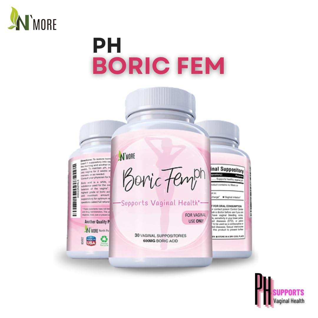 N'More Boric Acid Vaginal Suppositories- 100% Pure - Made in USA- Boricfem Vaginal Health Supplement- 30 Servings (Pack of 1) N'MoreBuy Supplements Australia