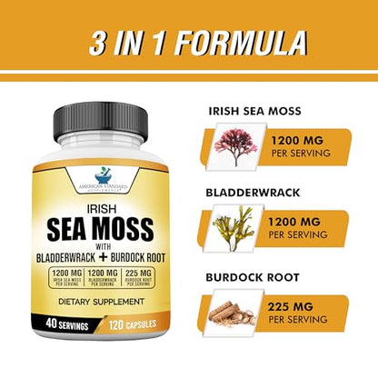 American Standard Supplements Irish Sea Moss 1200mg, Bladderwrack 1200mg American Standard SupplementsBuy Supplements Australia