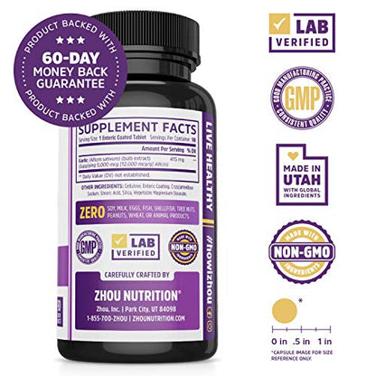 Zhou Nutrition Garlic Supplement With Allicin, Extra Strength 5000mcg Allicin Per Serving Zhou NutritionBuy Supplements Australia