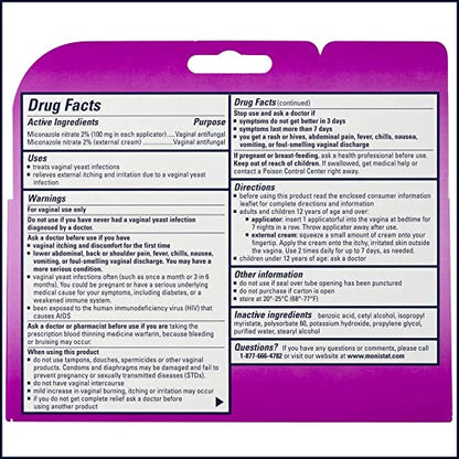 Monistat 7 Day Yeast Infection Treatment for Women, 7 Miconazole Cream Applications with Disposable MonistatBuy Supplements Australia