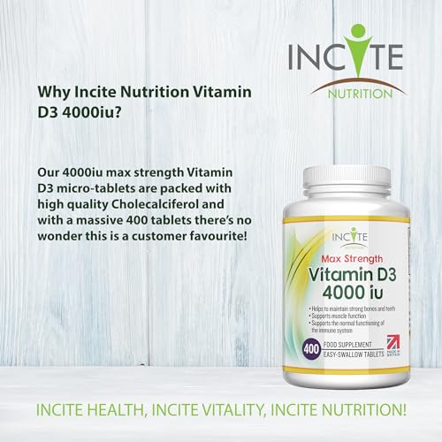 Vitamin D3 4000 iu - Vitamin D Tablets - 1 Year Supply Tablets - Vegetarian - Vitamin D Incite NutritionBuy Supplements Australia