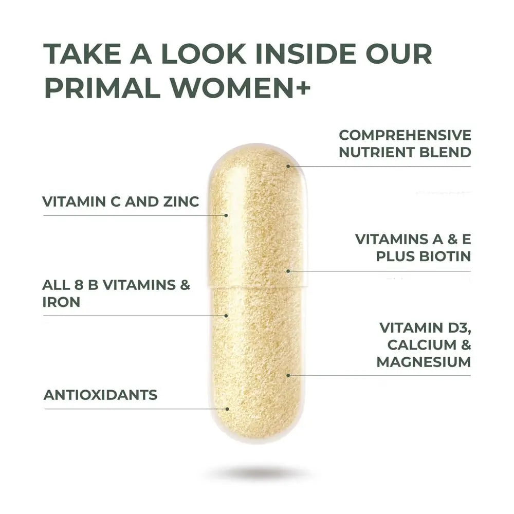 Primal Harvest Multivitamin for Women Vitamin A, Vitamin C, Vitamin D and E, Vitamin B12, B6, Biotin, Zinc Supplements Primal Harvest