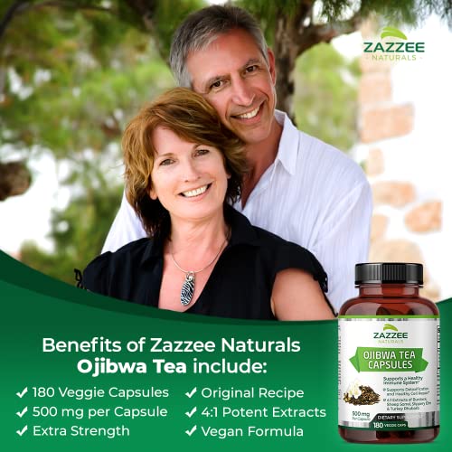 Zazzee Extra Strength Ojibwa Tea 500 mg, 180 Vegan Capsules, Rene Caisse's Original ZazzeeBuy Supplements Australia