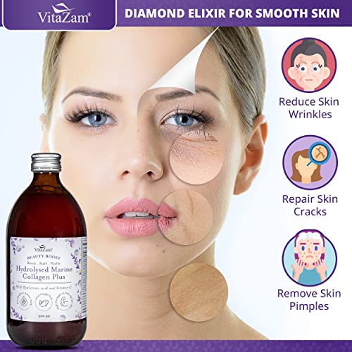 Diamond Elixir Marine Liquid Collagen Type 1 & 3 Hydrolysed Collagen Peptides 10000mg VitaZamBuy Supplements Australia