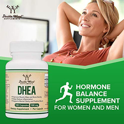 DHEA 100mg | 180 Capsules | Max Strength 6 Month Supply | Third Party Tested | Hormone Double Wood SupplementsBuy Supplements Australia