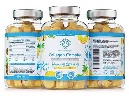 Collagen Complex - 90 Natural Pineapple Flavour Chewable Yummy Gummies swiss bioenergeticsBuy Supplements Australia