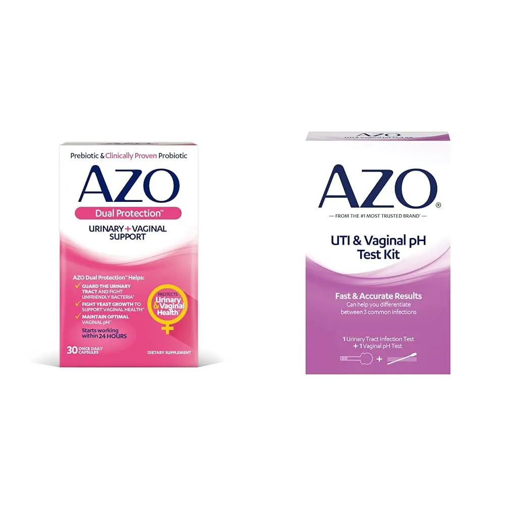 AZO Dual Protection Urinary & Vaginal Probiotic + UTI & Vaginal pH Test Kit (30 Count) AZOBuy Supplements Australia