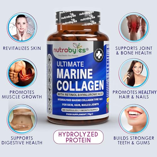 High Strength Marine Collagen with Hyaluronic Acid, Retinol and Vitamin C NUTRABYTESBuy Supplements Australia