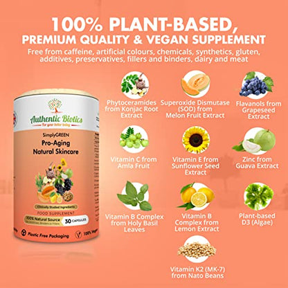 Vegan Collagen Boosting Natural Plant-based Skincare, Vitamins for Healthy Skin with Antioxidants Authentic BioticsBuy Supplements Australia