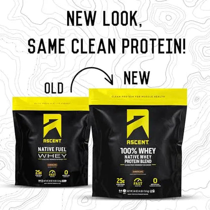 Ascent 100% Whey Protein Powder - Post Workout Whey Protein Isolate, Zero Artificial Flavors & Sweeteners Ascent
