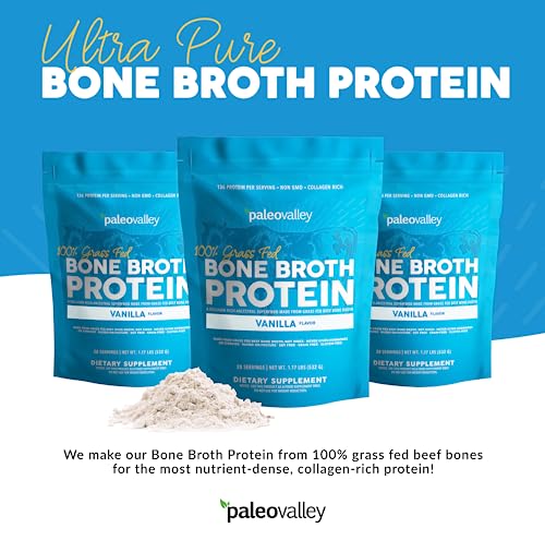 Paleovalley 100% Grass Fed Bone Broth Protein Powder - Vanilla - Rich in Collagen for Hair PaleovalleyBuy Supplements Australia