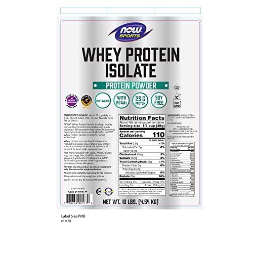 NOW Sports Nutrition, Whey Protein Isolate, 25 g With BCAAs, Unflavored Powder NOWBuy Supplements Australia