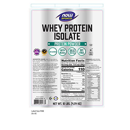 NOW Sports Nutrition, Whey Protein Isolate, 25 g With BCAAs, Unflavored Powder NOWBuy Supplements Australia