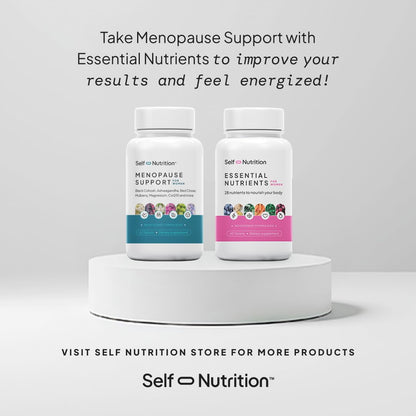 SELF NUTRITION Menopause Support for Women -All-Natural, Hormone-Free Perimenopause & Menopause Support. Unique Blend for Hot Flashes, Mood, Energy, Sleep & More. Vegan, Gluten-Free, 60 Capsules. SELF NUTRITIONBuy Supplements Australia