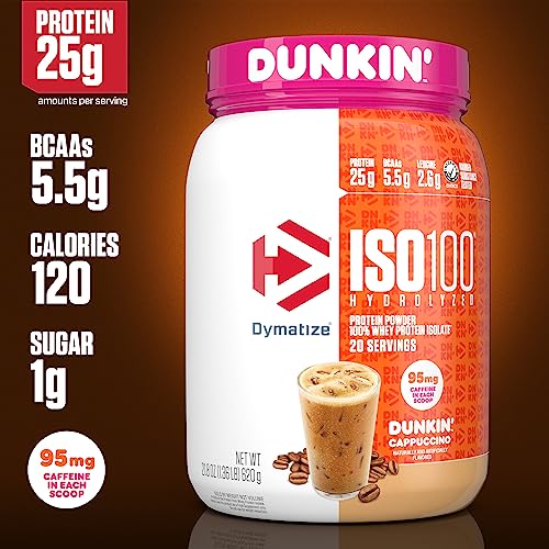 Dymatize ISO100 Hydrolyzed 100% Whey Isolate Protein Powder in Dunkin' Cappuccino DymatizeBuy Supplements Australia