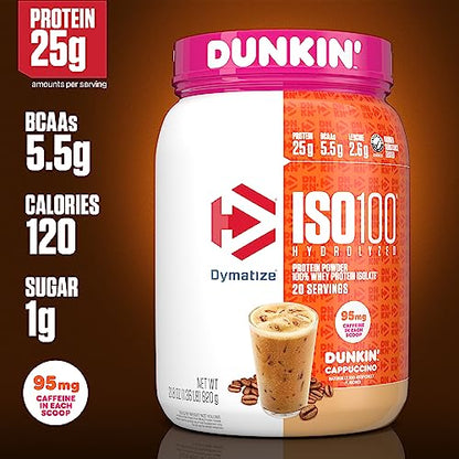 Dymatize ISO100 Hydrolyzed 100% Whey Isolate Protein Powder in Dunkin' Cappuccino DymatizeBuy Supplements Australia