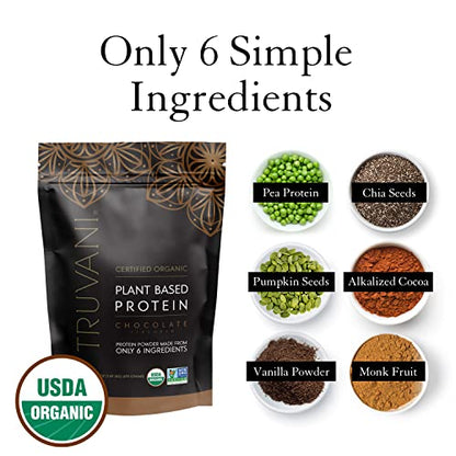 Truvani Organic Vegan Protein Powder Chocolate - 20g of Plant Based Protein, Organic TruvaniBuy Supplements Australia