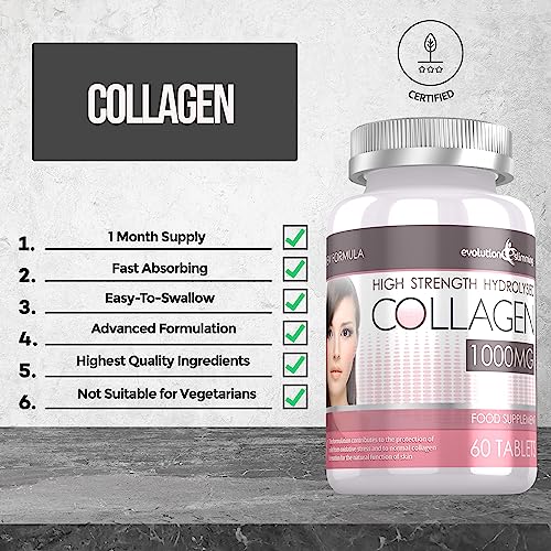 Hydrolysed Collagen High Strength 1,000mg for Hair, Skin & Nails, 60 Tablets, Evolution Slimming Evolution SlimmingBuy Supplements Australia