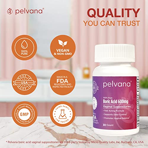 Pelvana Boric Acid Suppositories for Women 30 - for Vaginal pH Balance, Odor Control, Itching, & Discharge PelvanaBuy Supplements Australia