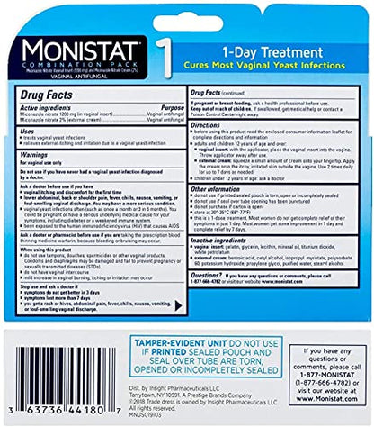 Monistat 1-Day | Day or Night Combination | Yeast Infection Treatment, Prefilled, 1 Pack MonistatBuy Supplements Australia