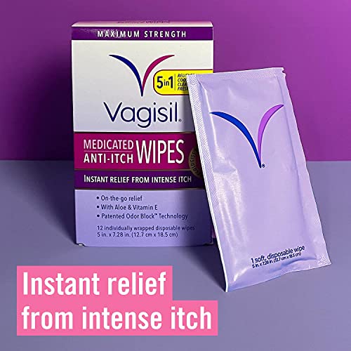 Vagisil Anti-Itch Medicated Wipes, Maximum Strength 12 ea (Pack of 9) VagisilBuy Supplements Australia
