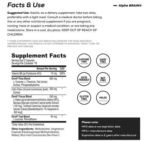 ONNIT Alpha Brain (120ct) - Over 1 Million Bottles Sold - Premium Nootropic Brain Sup ONNITBuy Supplements Australia