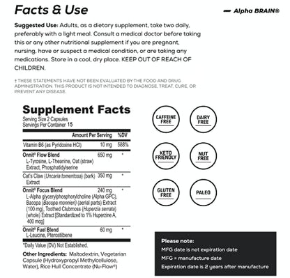 ONNIT Alpha Brain (120ct) - Over 1 Million Bottles Sold - Premium Nootropic Brain Sup ONNITBuy Supplements Australia