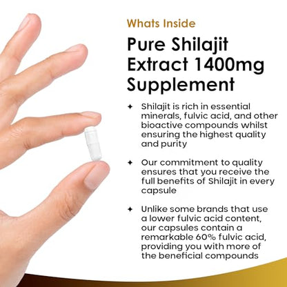 Shilajit Capsules 1400mg 60% Fulvic Acid Pure Shilajit - High Strength Himilayan Shilajit NEW LEAF PRODUCTSBuy Supplements Australia