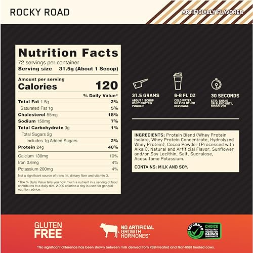 Optimum Nutrition Gold Standard 100% Whey Protein Powder, Rocky Road, 5 Pound Optimum NutritionBuy Supplements Australia