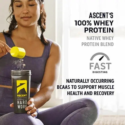 Ascent 100% Whey Protein Powder - Post Workout Whey Protein Isolate, Zero Artificial Flavors & Sweeteners Ascent