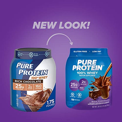 Pure Protein 100% Whey Protein Powder, Rich Chocolate, 25 g Protein, 1.75 lb Pure ProteinBuy Supplements Australia