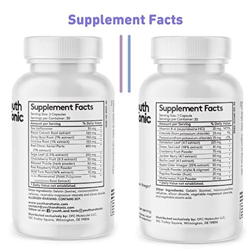 Youth & Tonic PMS & Menopause Bloating Relief Duo – Support for Puffiness, Hormonal Balance & Fluid Retention – Her Hormone Balance + Water Weight Away Natural Herbs for Women, 90 Capsules Youth & TonicBuy Supplements Australia