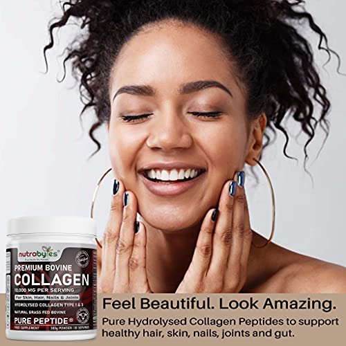 Pure Hydrolysed Collagen Powder 10000mg Bovine Type 1 & 3 Unflavoured|High Strength Protein Peptides for Women & Men NUTRABYTESBuy Supplements Australia
