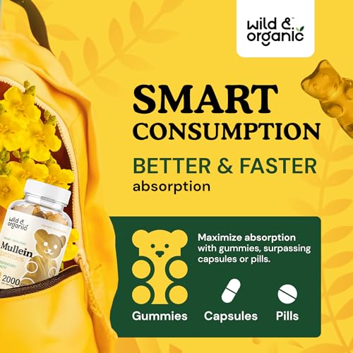 Wild & Organic Mullein Gummies - Daily Dietary Supplement for Respiratory, Digestive Wild & OrganicBuy Supplements Australia
