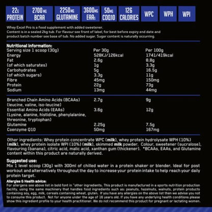 Out Angled Whey Excel Pro Whey Protein Powder Vanilla Flavour, 2kg, 66 Servings, High Protein Powder OUT ANGLEDBuy Supplements Australia