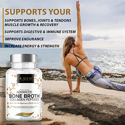 Pure Bone Broth Collagen Supplement Capsules Grass Fed Advanced Blend of Multi Collagen K GEN rejuvenation nutritionBuy Supplements Australia