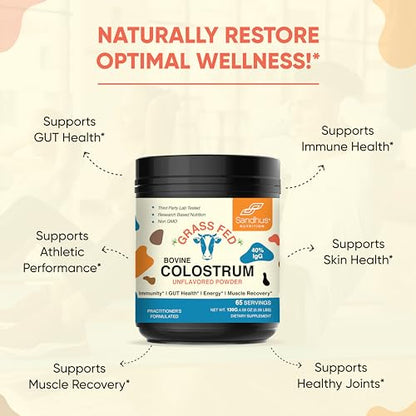 Sandhu's Pure Bovine Colostrum Powder Supplement for Humans |𝟰𝟬% 𝗜𝗴𝗚 Highly Sandhu'sBuy Supplements Australia