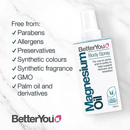 BetterYou Magnesium Oil Body Spray, Pure and Natural Source of Magnesium Chloride BetterYouBuy Supplements Australia