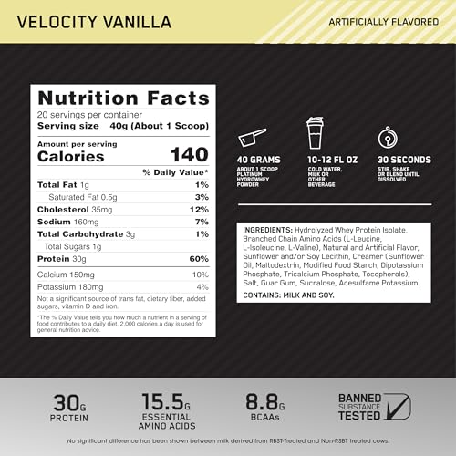Optimum Nutrition Platinum Hydrowhey Protein Powder, 100% Hydrolyzed Whey Protein Optimum NutritionBuy Supplements Australia