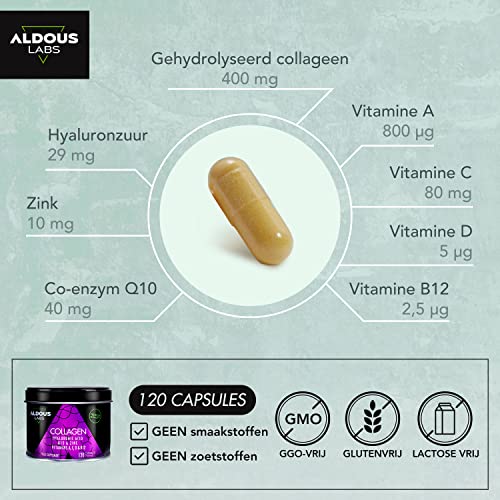 120 Capsules - Collagen with Hyaluronic Acid + Coenzyme Q10 + Vitamin C, A, D and B12 + Zinc Aldous LabsBuy Supplements Australia