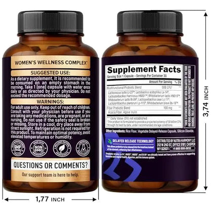 Probiotics for Women 50 Billion CFU - Vaginal Probiotics Clinically Proven for Yeast & pH Balance - Digestion & Bloating Relief - 8 Strains + Prebiotics - Delay Release - Made in USA, 30 Capsules NUTRAHARMONYBuy Supplements Australia