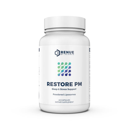 Renue By Science Restore PM | Liposomal Melatonin GABA Supplements | 60 Capsules with Melatonin (3.5mg) 5HTP (100mg) Glutathione (65mg) Apigenin (75mg) GABA (150mg) - Non-GMO | Made in The USA Renue By ScienceBuy Supplements Australia
