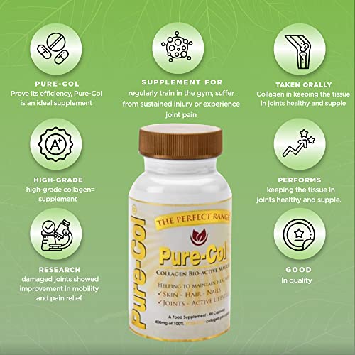 Pure-COL Collagen 90 Capsules 400mg Bio-Active Matrix High Strength Collagen Tablets The Perfect RangeBuy Supplements Australia