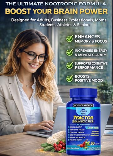 Brain Supplements for Memory & Focus - Nootropic Brain Health - Cognitive Performance, Clarity, Energy, Mental Vigor, Shilajit - Alpha Choline, Lion's Mane, Bacopa, 18 Premium Ingredients SCIENCE FORCEBuy Supplements Australia