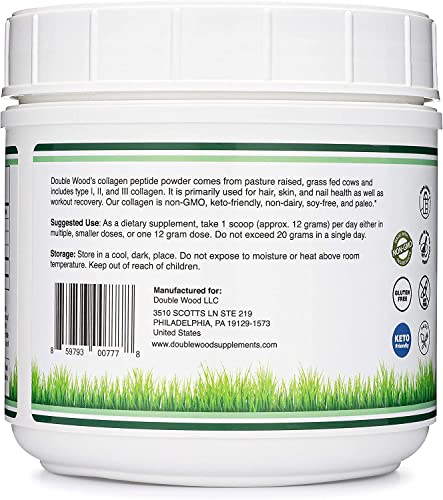 Collagen Peptides Powder - Hydrolyzed Collagen, Keto Safe - 16.08oz - Multi Type 1, 2 Double Wood SupplementsBuy Supplements Australia