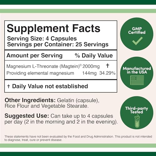 Magnesium L Threonate Capsules (Magtein) – High Absorption Supplement – Bioavailable Double Wood SupplementsBuy Supplements Australia