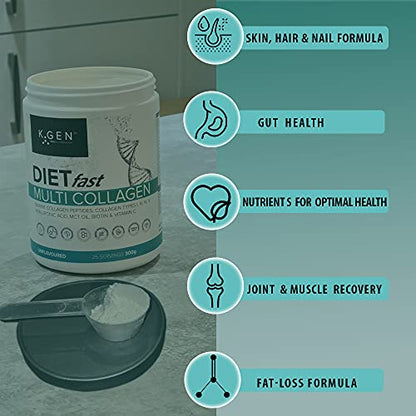 K-GEN Multi Collagen Peptides Powder Hydrolyzed Grass Fed Bovine, Wild Caught Marine | Advanced Diet Collagen Types I, III, IV & V Hyaluronic K GEN ketogenic enhancementBuy Supplements Australia