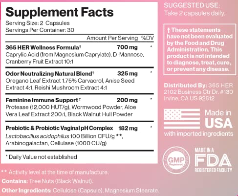 365 HER Biolicious Natural Vaginal Care Supplement (60 Capsules) | Neutralizes Odor and Reduces Discharge 365 HERBuy Supplements Australia