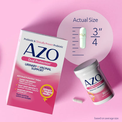 AZO Dual Protection | Urinary + Vaginal Support* | Prebiotic Plus Clinically Proven Women AZOBuy Supplements Australia