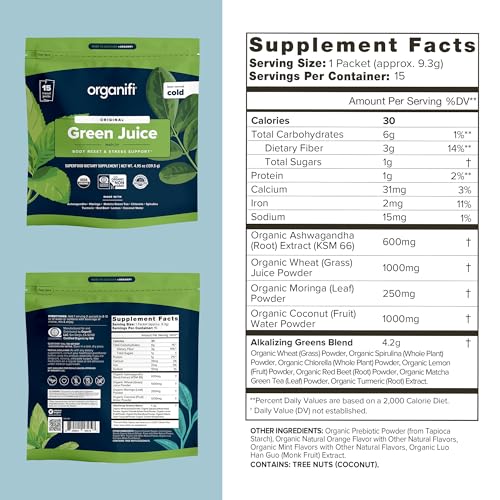 Organifi: GO Packs - Green Juice - Organic Superfood Supplement Powder - 15 Servings OrganifiBuy Supplements Australia